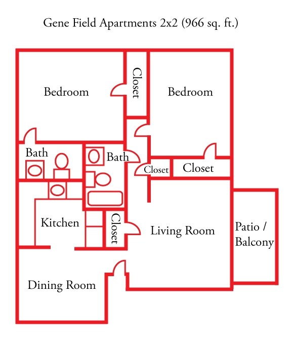 2BR/2BA - Gene Field Apartments