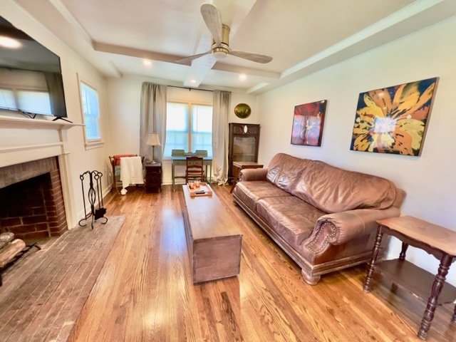 Oversized Living Room with Gleaming Hardwoods & Coffered Ceiling - 3228 Fairmont Blvd