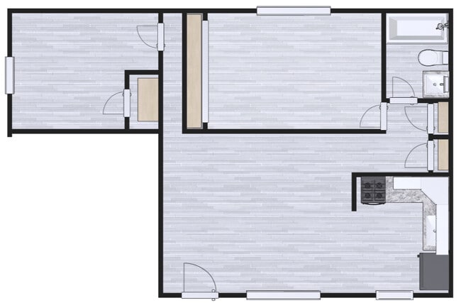 2BR, 1BA - 750SF Floorplan (Downstairs) - McClellan Court Apartments