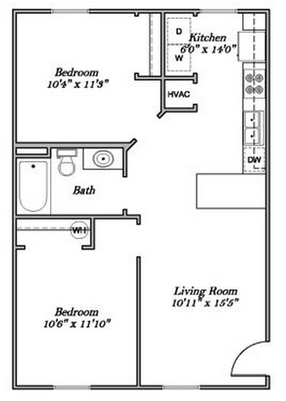 2BR/1BA - Eastgate Village Apartments