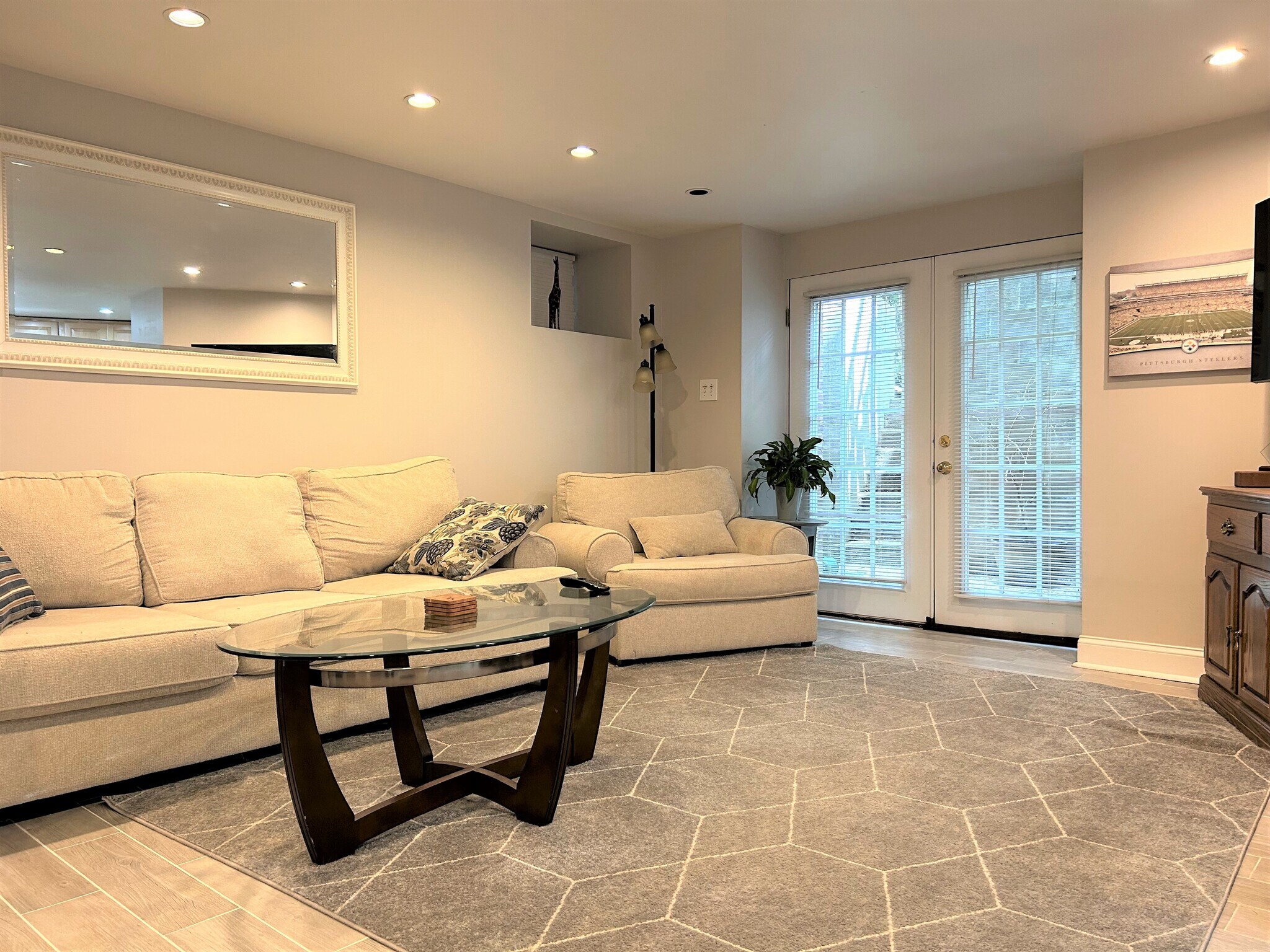 Living Room - French doors to rear patio - 707 College Ave