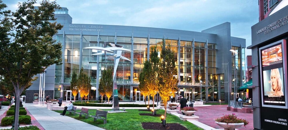 Neighboring Sandler Center at twilight - 221 Market St