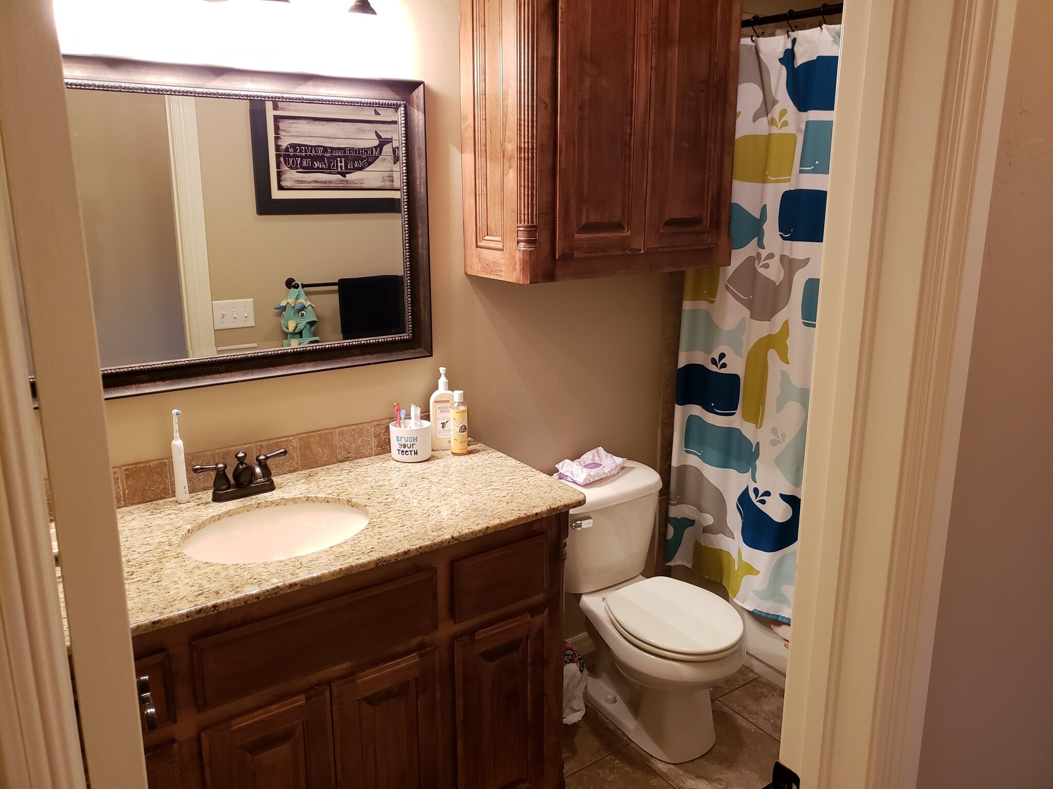 Guest Bathroom with high counter tops and plenty of cabinet space - 1233 Red Rock Drive