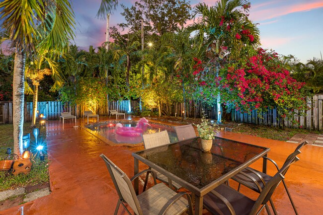 Pool view at night - 25 NW 95th St