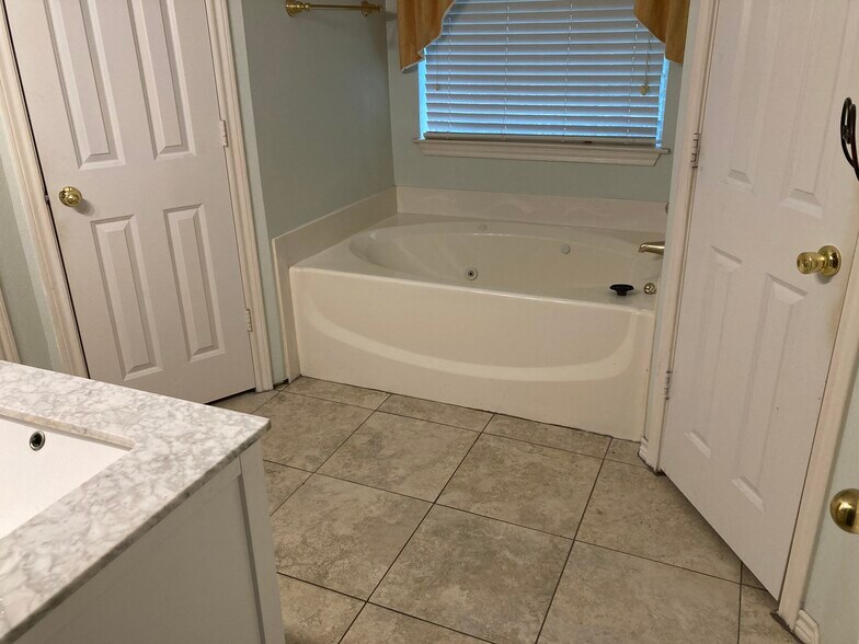 Master bathroom with two walk-in closets, jacuzzi tub. - 16485 County Road 164