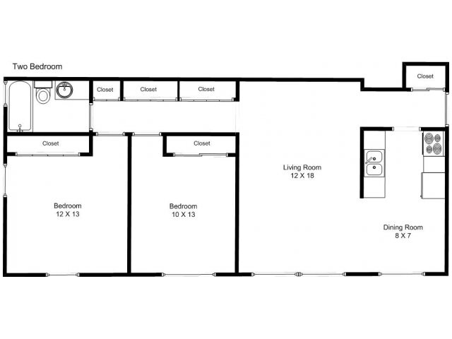 2BR/1BA - Colonial Twin Apartments