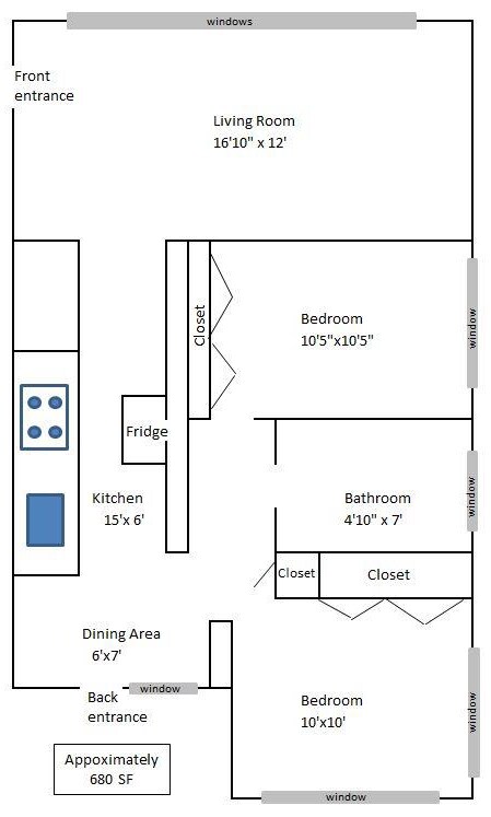 Typical Apt floor plan - 214-218 S Myrtle Ave