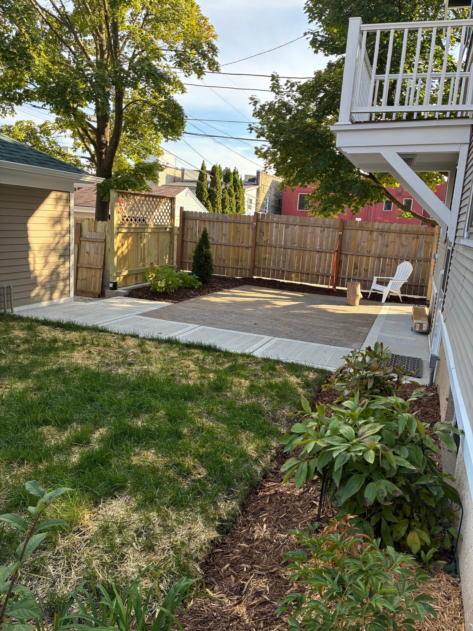 Backyard with new grass growing! - 4012 N Stowell Ave