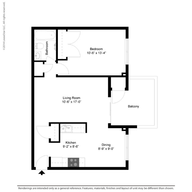 1BR/1BA - A (2D) - West Wood Oaks Apartments