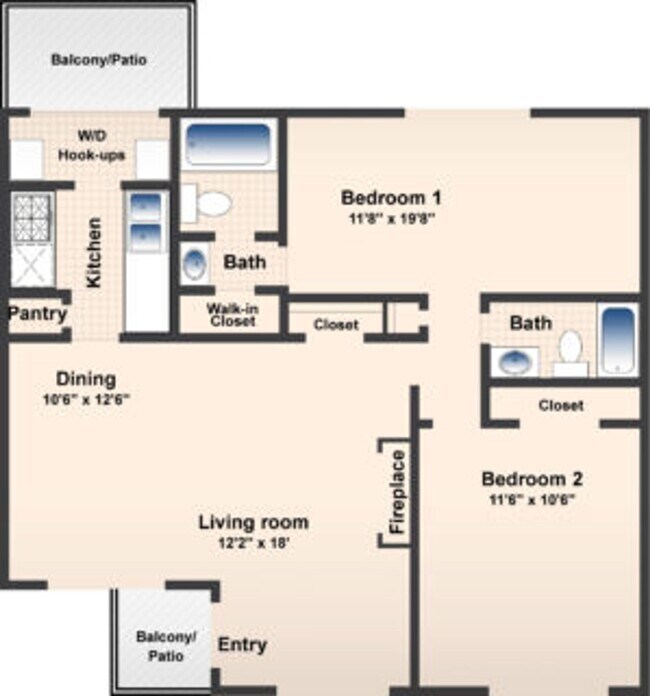 Floorplan - Whitehall Apartments