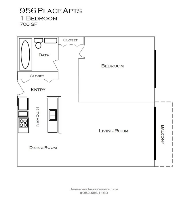 1BR/1BA - 956 Place Apartments