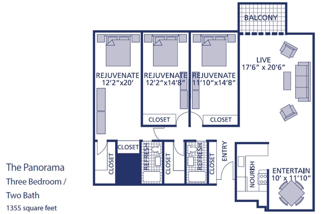 Three Bed Two Bath with Balcony - Berkshires At Town Center