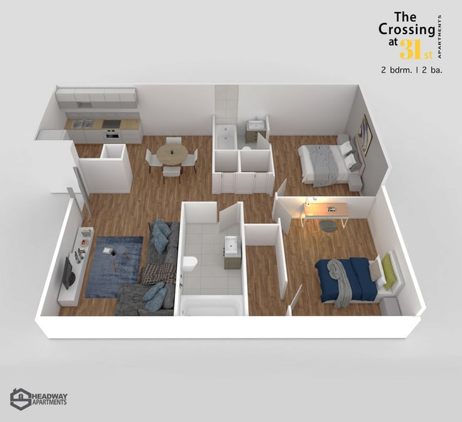 2 bedrooom 1 bath apartment for lease_Headway Capital_Crossings at 31st_Houston_2.jpg - The Crossings at 31st Street Apartments