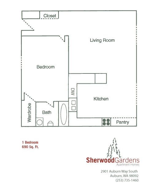 1BR/1BA - Sherwood Garden Apartments