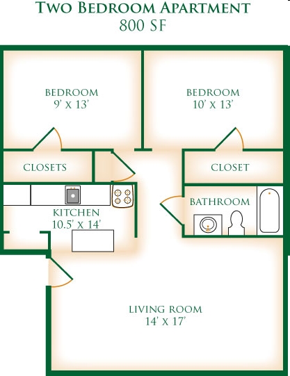 2 BR/1 BA - Chestnut Street Apartments