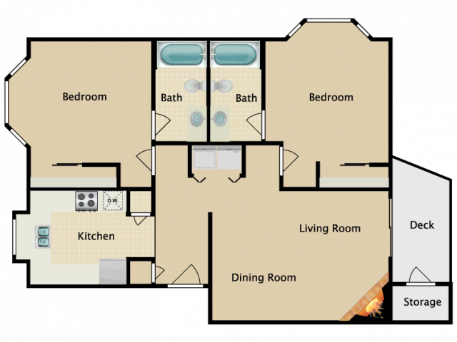 Large Two Bedroom Two Bath Master - College Pointe Apartments