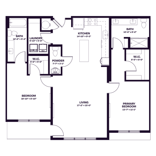 Oberon C3 West Two Bedroom Floor Plan - Oberon