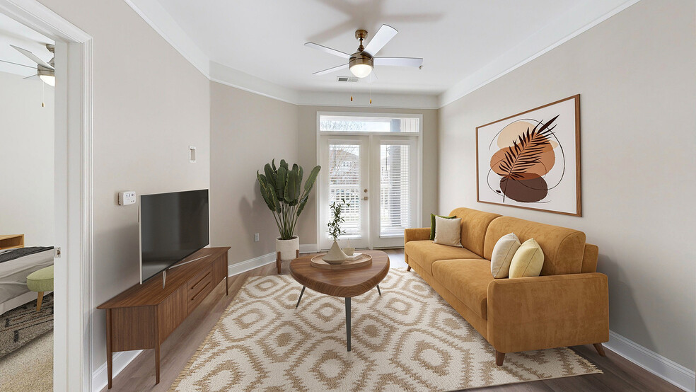 Newly Renovated Living Room with Private Balcony - Creekstone at RTP Apartments