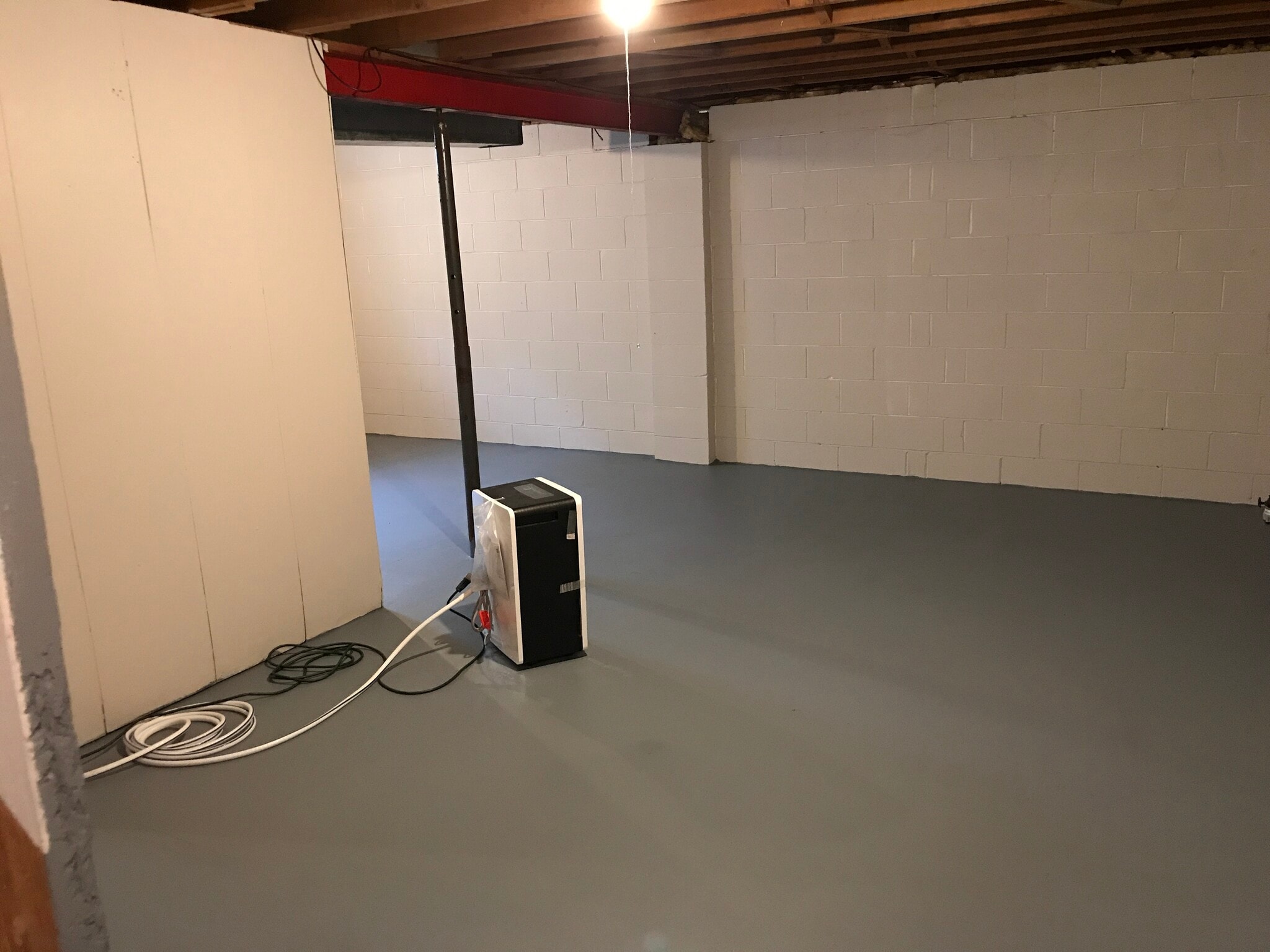 Basement with freshly painted walls and floor. Washer and Dryer hookups for gas or electric. - 4552 Baylor Ct
