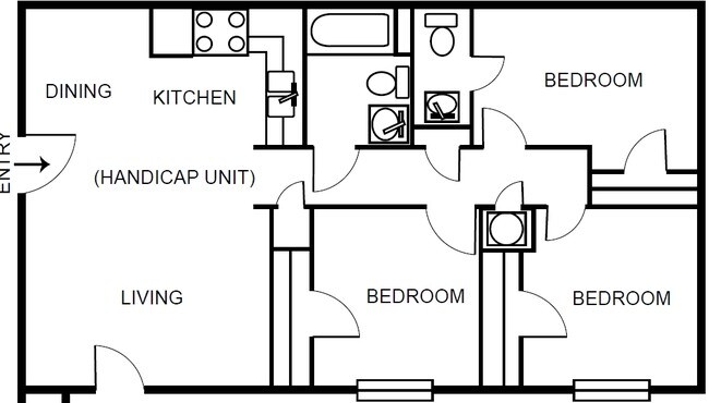 3BR/1.5BA - Windsong Apartments
