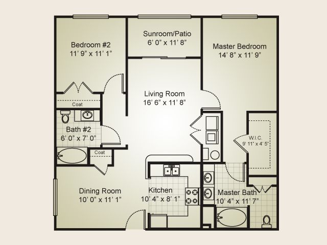 2 Bedroom / 2 Bath / 1173 Sq.Ft. - Alexandria Park Apartment Homes