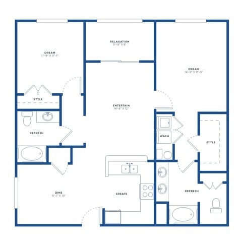 2x2 Large w/Sunroom Renovated Floor Plan - Independence Park