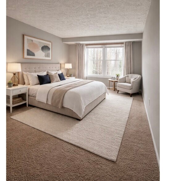 Large primary bedroom that easily fits king size bed, bay window, 2 closets - 32 Sequoia Ct