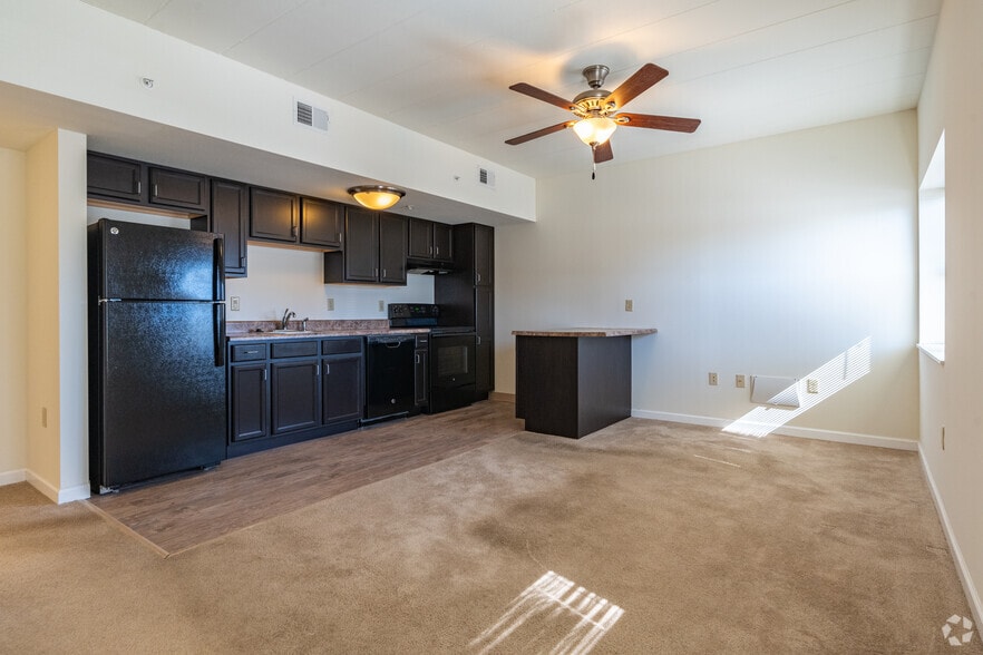 1BR, 1BA - Living Room/Kitchen - Morton Estates