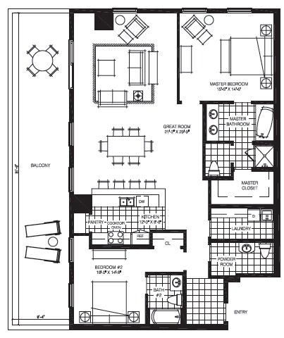 2BR/2.5BA - The Mark