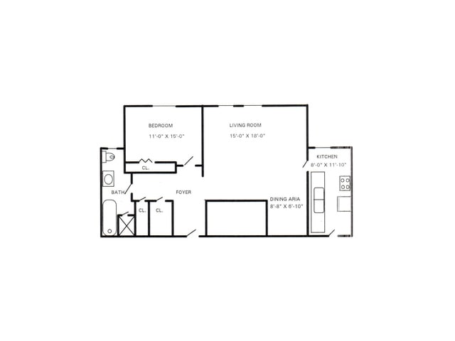 1 Bed | 1 Bath - Deluxe - Country Club Apartments