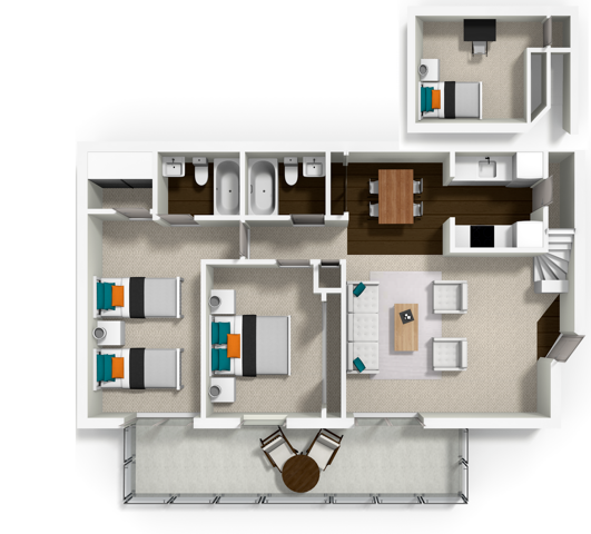 3D Floorplan - La Salle Apartments