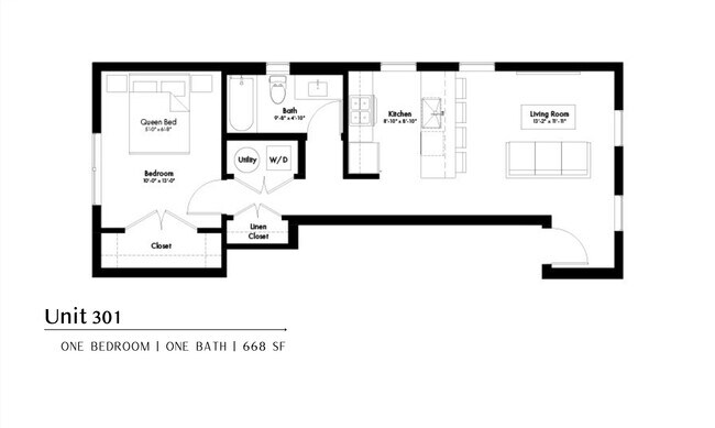 Apartment 301 Floor Plan - The Clermont