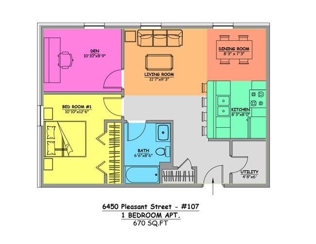 Floor Plan - 1 Bed - Apartments at The Schoolhouse