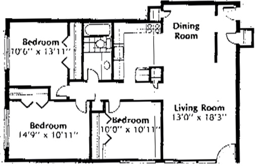 3BR/1BA - Colonial Court Apartments