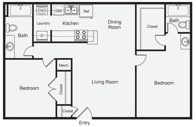 2BR/1.5BA - Sunset Apartments