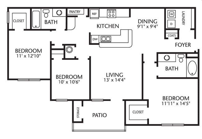 Three Bedroom, Two Bathroom - Walden Oaks