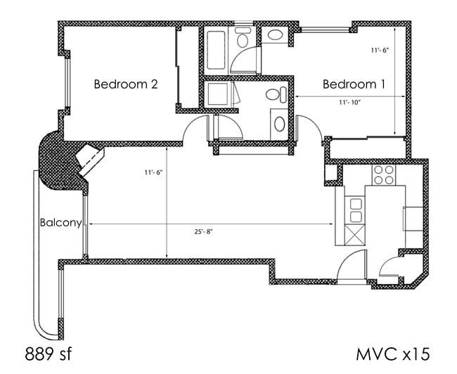 Floorplan - Midvale Court Apartments Westwood