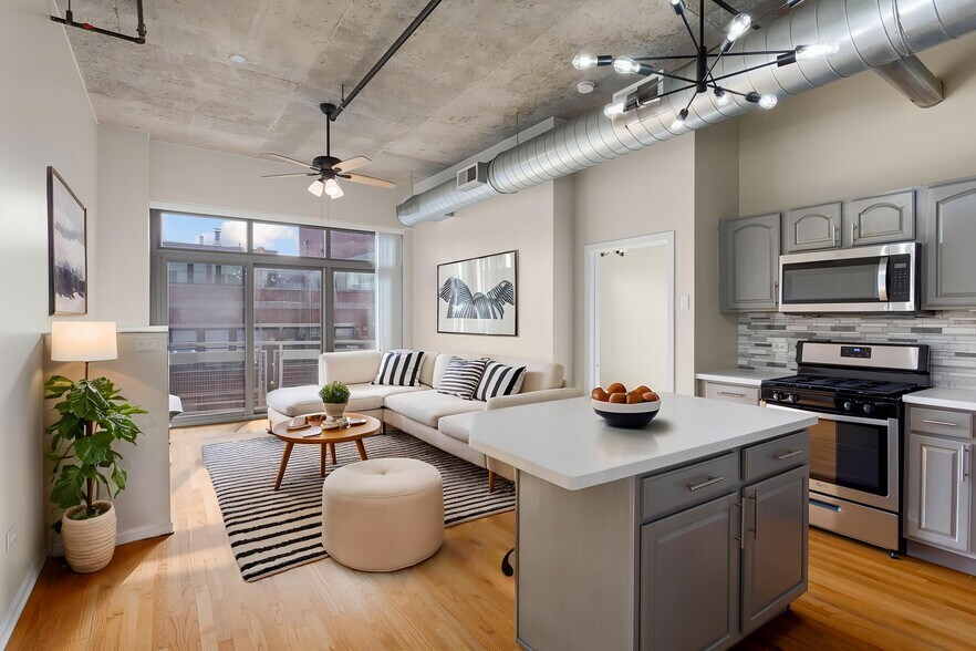 Living Area and Kitchen - Virtually Staged - 933 W Van Buren St