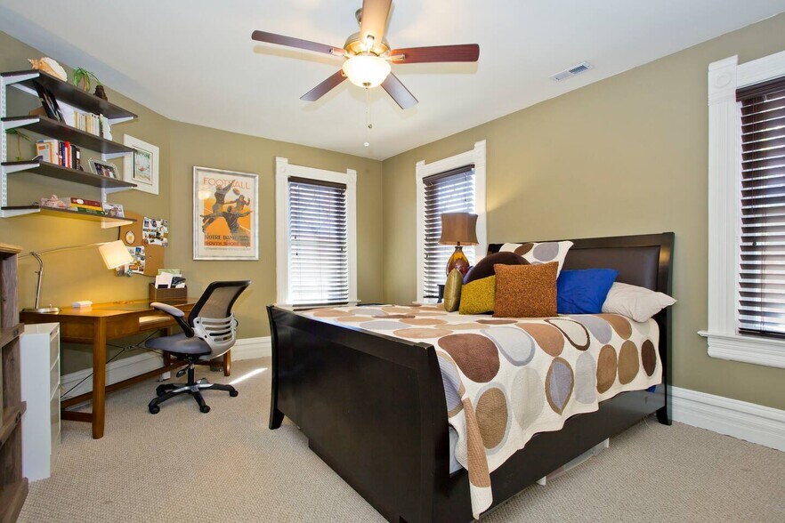 Downstairs bedroom - large enough for queen bed and desk; laundry in closet - 1156 N Logan St