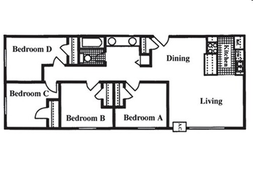 4BR/1BA - Campus Plaza Student Apartments