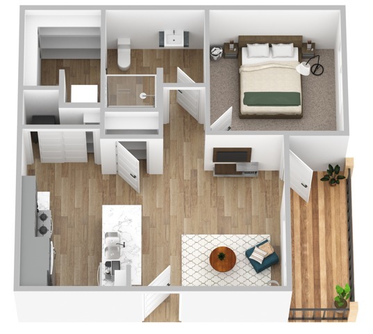 1A Floorplan - 574 SF - 1460 Grant