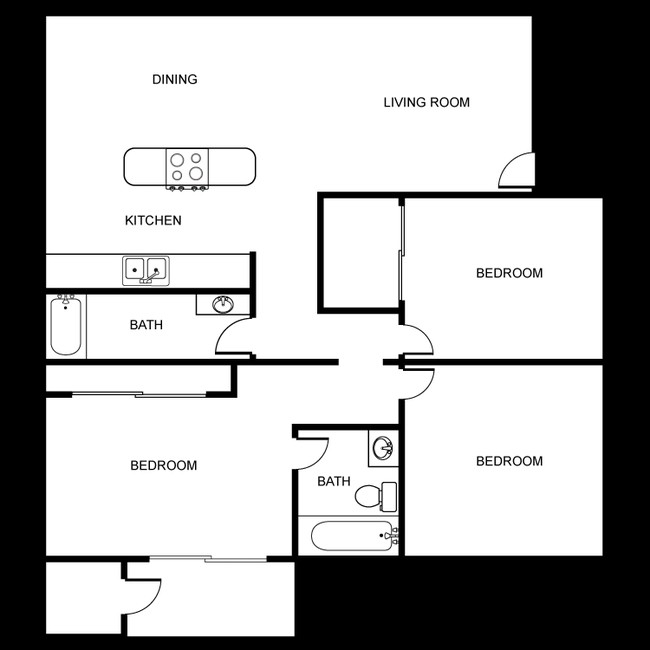 3BR/2BA - Sunrise Apartments