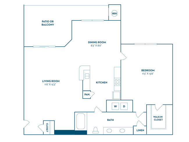 1 Bedroom | 1 Bath | 773 SF - The Oasis Apartments