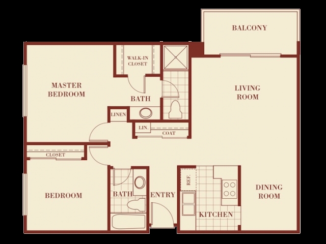 Floor Plan 2BD/2BA - SAN PASQUAL