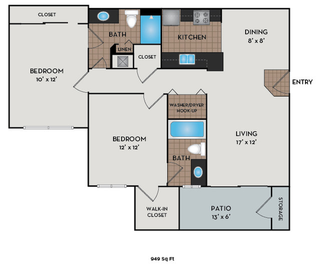 Birch floor plan - 949 Sq Ft - Highland Crossing and Highland Square