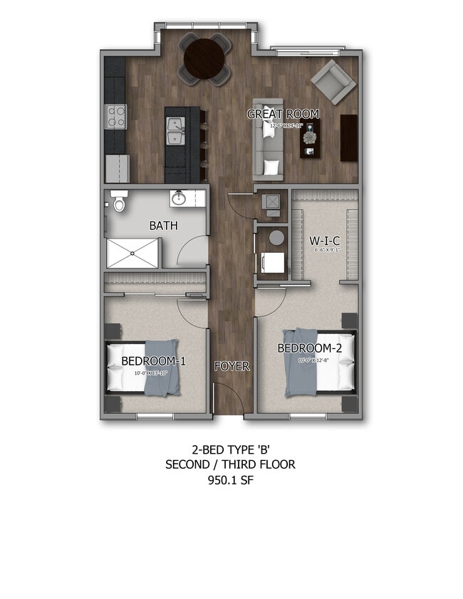 2-Bedroom 1-Bathroom - Oak Shore Commons