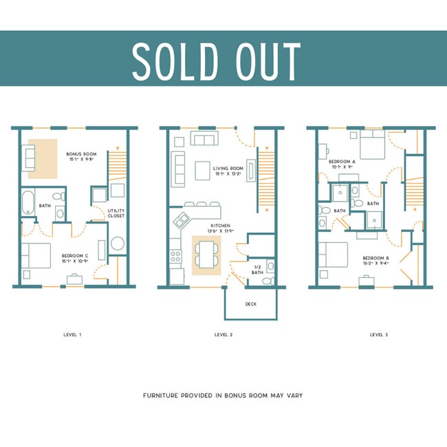3BR3.5BA - Upgraded Furnished - B- SOLD OUT - State College Collective on Oakwood