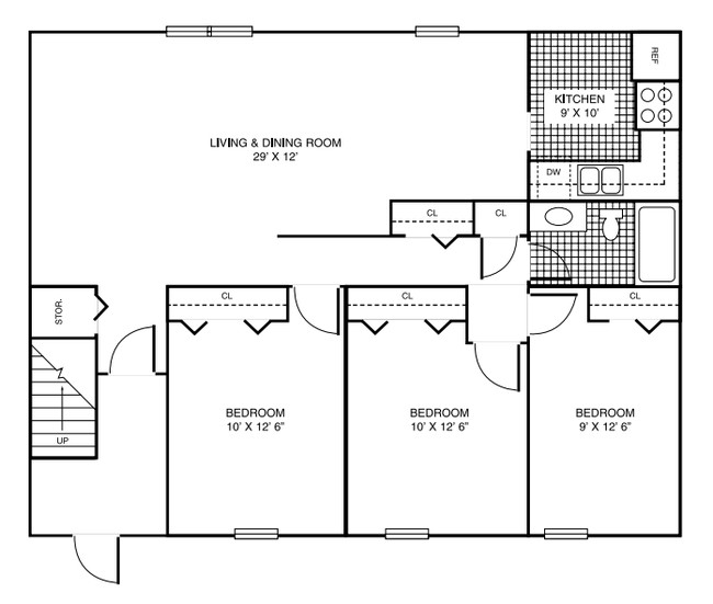 3BR/1BA - Timberhaven Apartments