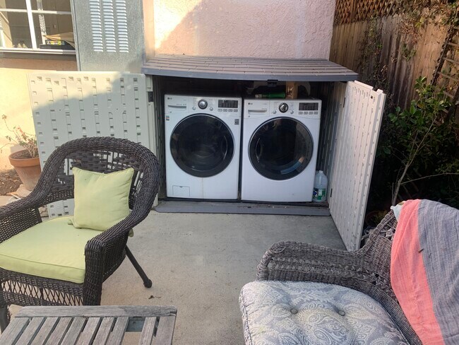 Front end loading laundry units on patio - 3728 E 5th St