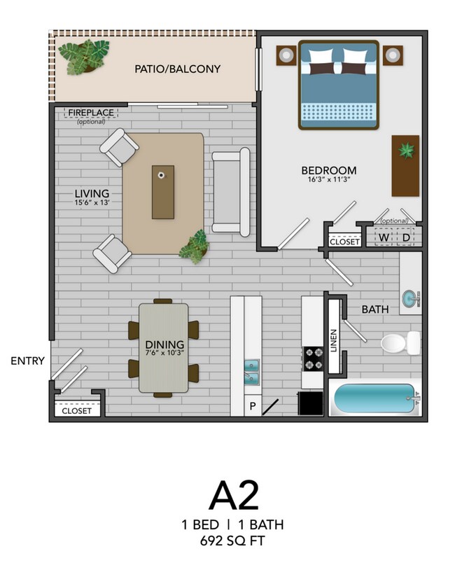 A2 - 1BD, 1BA - 692SF - Coronado Villas